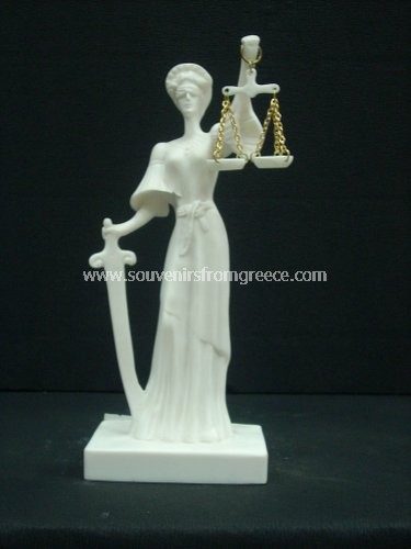 Souvenirs from Greece: Greek alabaster statue of Themis the goddess of justice Greek statues Bronze statues Attractive souvenirs from Greece handmade greek alabaster statue of the ancient greek goddess of justice Themis, lovely greek gifts. Her eyes are closed and she is holding a scale. 