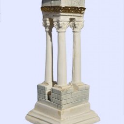 Τhree plaster corinthian columns forming a 90 degrees angle 1