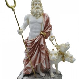 Hades, Pluto, God of the dead and the king of the underworld, greek alabaster statue with color 1