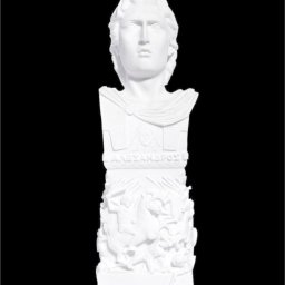 Greek alabaster bust of Alexander the Great with decoration in relief 1