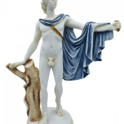 Apollo greek alabaster statue with color and patina 1