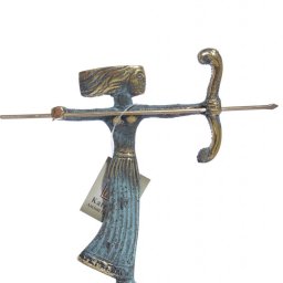 Small bronze statue of Goddess Artemis holding her bow and arrow 1