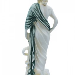  Ascelpius (Asklepios), the greek god of medicine, alabaster statue with green color and patina 3