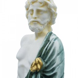  Ascelpius (Asklepios), the greek god of medicine, alabaster statue with green color and patina 4