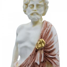  Ascelpius (Asklepios), the greek god of medicine, alabaster statue with color and patina 4