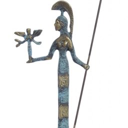 Bronze statue of goddess Athena holding the goddess of victory Nike and a spear 1