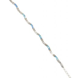Wavy silver - opal bracelet with the greek key design - meander 1
