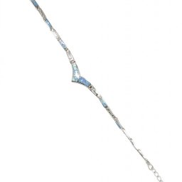 Greek key design and meander silver bracelet with opal 1