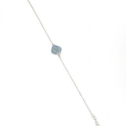 Greek key design - meander silver bracelet with opal 1