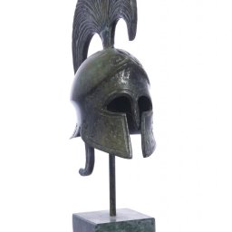 Achilles helmet greek bronze statue on marble base 1