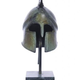 Athenian helmet greek bronze statue on marble base 2