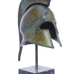 Athenian helmet greek bronze statue on marble base 1