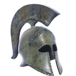 Spartan helmet with engraved snake greek bronze statue 1
