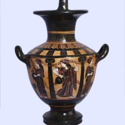 Archaic black-figure hydria with Maenads 1