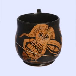 Classical red-figure one-handled skyphos (cup) with an owl, symbol of wisdom 1