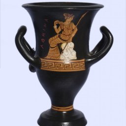 Handmade Red-figure kantharos depicting Dionysus and Athena 2