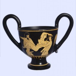 Classical red-figure kantharos depicting an erotic scene. 2