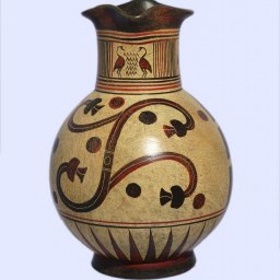 Handmade Minoan jug with geometric and leafy decoration 1