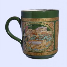Green porcelain mug with the Acropolis - 24K gold  1