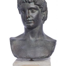 Dionysus green plaster bust statue 1