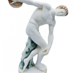 Discus thrower, Discobolus of Myron, greek alabaster statue with color 1