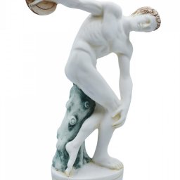 Discus thrower, Discobolus of Myron, greek alabaster statue with color 2