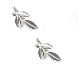 Greek olive branch silver stud - dangle earrings 1