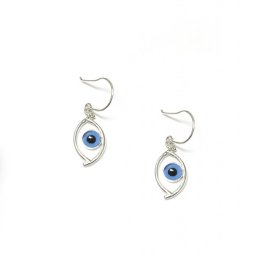 Evil eye greek silver drop - dangle earrings 1