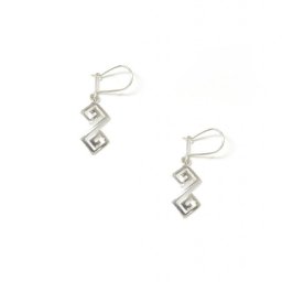 Double greek key design - meander silver drop - dangle earrings 1