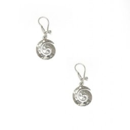 Greek small thick spiral drop - dangle hammered earrings 1