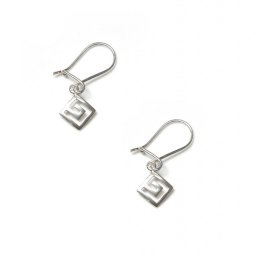 Large greek key design - meander silver drop - dangle earrings 1