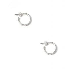 Small silver hoop earrings with greek key design - meander 2