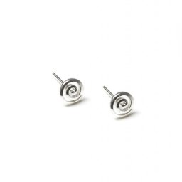 Greek large spiral silver stud earrings 1