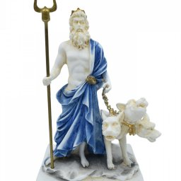 Hades, Pluto, God of the dead and the king of the underworld, small alabaster statue with color 1