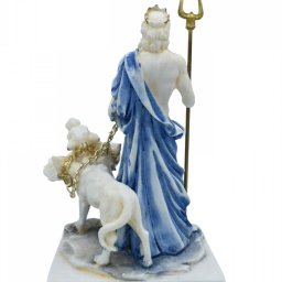 Hades, Pluto, God of the dead and the king of the underworld, small alabaster statue with color 2