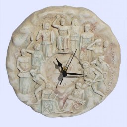 Small round plaster wall clock with the Twelve Olympians Gods (full-body) 1