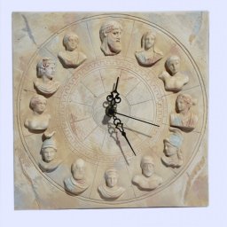 Medium square plaster wall clock with the Twelve Olympians Gods (busts) 1