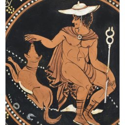 Greek ceramic plate depicting Hermes 2