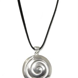 Greek spiral large thick silver pendant 2