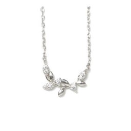Greek olive branch silver necklace with zircon 1