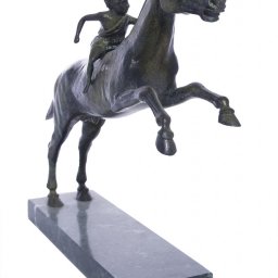 Greek bronze replica statue of Jockey of Artemision on a marble base 2