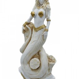 Medusa, Gorgo, greek alabaster statue in gold tone, the mythical creature 2