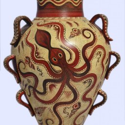 Minoan Greek nine handle amphora with octopus 1