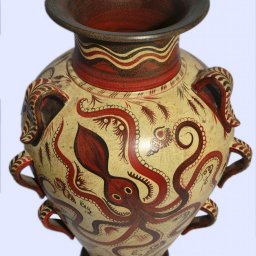 Minoan Greek nine handle amphora with octopus 3