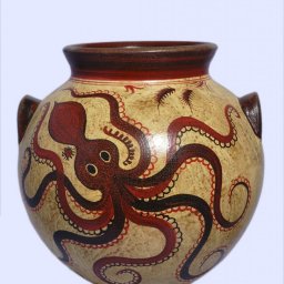 Minoan Greek vessel with false handles and an octopus 1