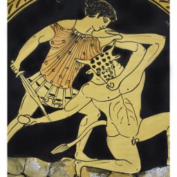 Greek ceramic plate depicting Theseus and Minotaur (28cm) 3