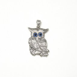 Owl greek silver pendant 1