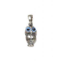 Owl small greek silver pendant 1