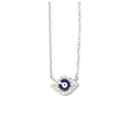 Blue evil eye silver necklace with zircon 1