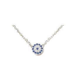 Evil eye silver necklace with blue and white zircon 1